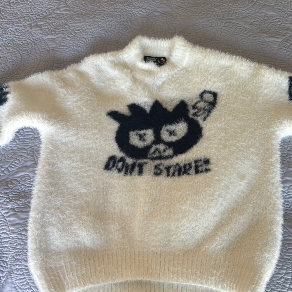 Forever 21 + Hello Kitty Badtz-Maru Cream Plush Sweater